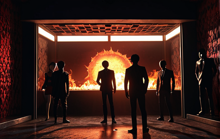 **
Prompt: A dramatic, shadowy scene depicting the Burning Sun nightclub, with blurred figures in the background. Highlight a sense of secrecy and illicit activity. Incorporate elements that suggest luxury and corruption. Subtle references to K-Pop culture in the background, but with an overall dark and unsettling tone.
**
