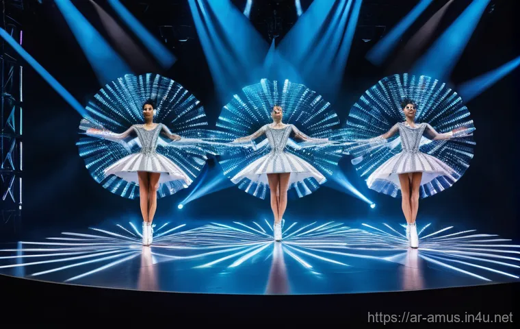 Perfume의 전자음악 혁신과 세계 무대 진출 - **Prompt:** A futuristic music studio where three elegant female artists are engrossed in creating e...